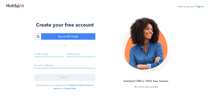 Create your free HubSpot account